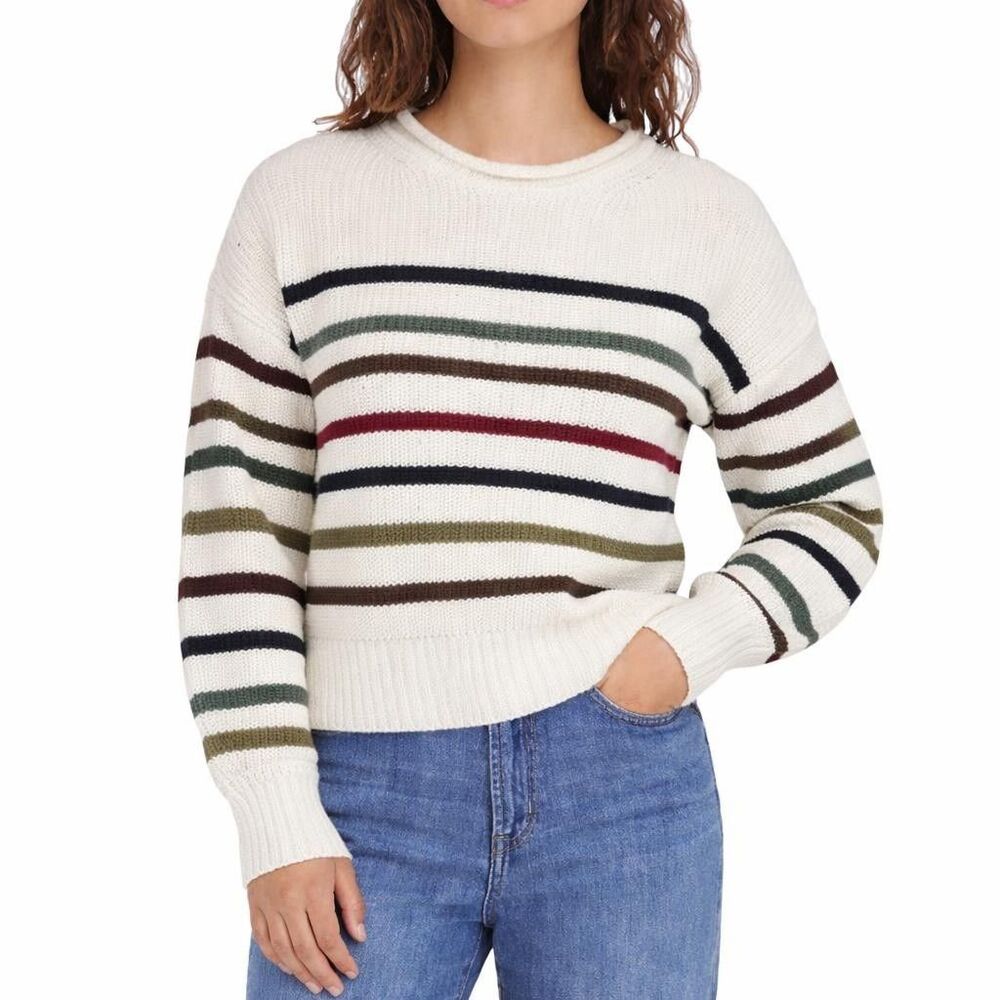 GAP Women's M Striped Pullover Sweater White Cotton H1043